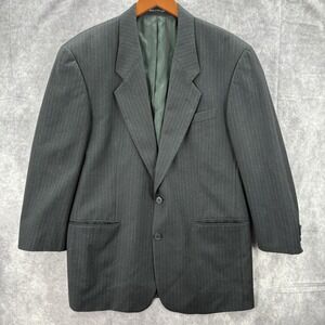 Yves Saint Laurent Suit Jacket Mens 44 Short Black Striped Wool Blazer